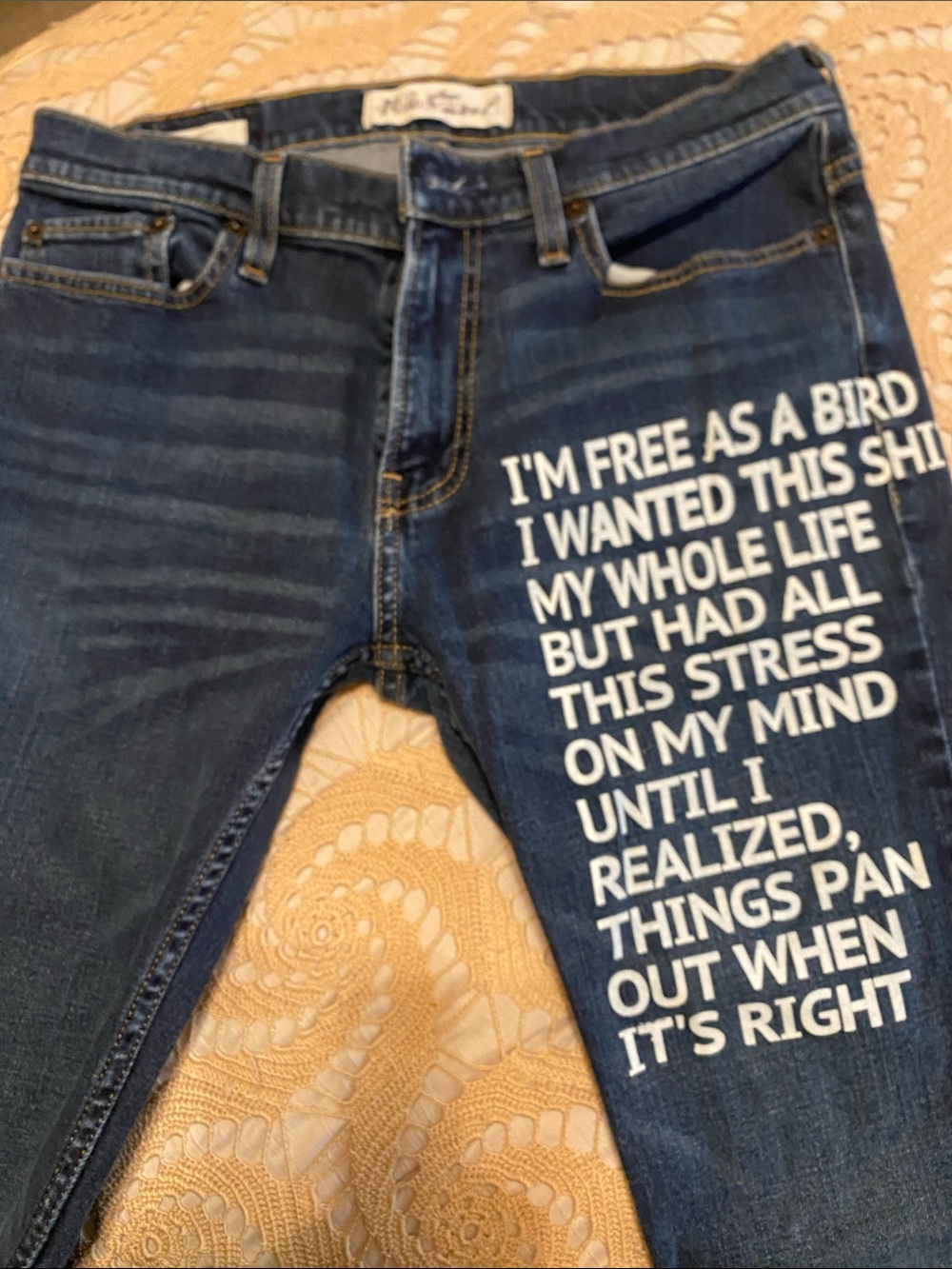 Hollister Dark Blue Skinny Jeans with White Side Script